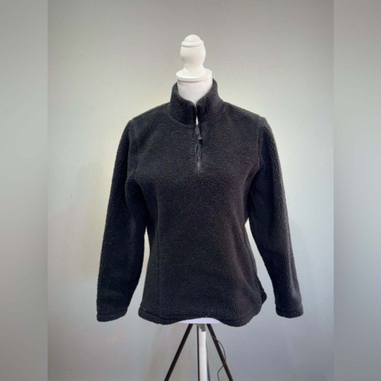 Clearance! Black Lands’ End Chunky Fleece 1/4 Zip Jacket Size S Vguc